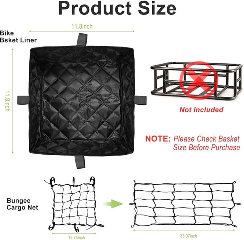بطانة سلة الدراجة مع شبكة شحن قابلة للتعديل، سلة دراجة سميكة قابلة لإعادة الاستخدام للرف الخلفي وسلال الدراجة الإلكترونية، تناسب معظم سلال الدراجات السلكية (السلة غير متضمنة) in Kuwait