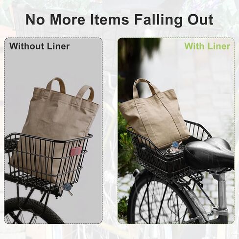 بطانة سلة الدراجة مع شبكة شحن قابلة للتعديل، سلة دراجة سميكة قابلة لإعادة الاستخدام للرف الخلفي وسلال الدراجة الإلكترونية، تناسب معظم سلال الدراجات السلكية (السلة غير متضمنة) in Kuwait