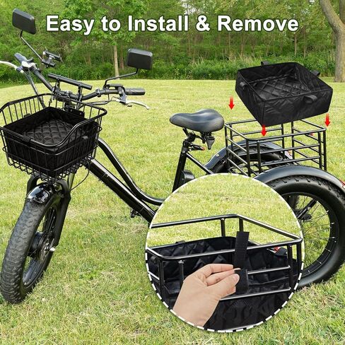 بطانة سلة الدراجة مع شبكة شحن قابلة للتعديل، سلة دراجة سميكة قابلة لإعادة الاستخدام للرف الخلفي وسلال الدراجة الإلكترونية، تناسب معظم سلال الدراجات السلكية (السلة غير متضمنة) in Kuwait