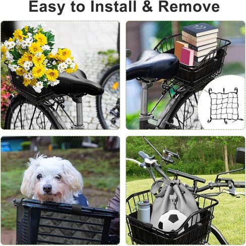 بطانة سلة الدراجة مع شبكة شحن قابلة للتعديل، سلة دراجة سميكة قابلة لإعادة الاستخدام للرف الخلفي وسلال الدراجة الإلكترونية، تناسب معظم سلال الدراجات السلكية (السلة غير متضمنة) in Kuwait