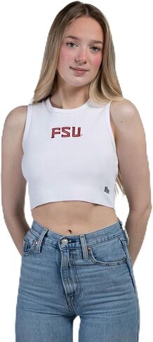 Hype & Vice Cut -Off Tank للنساء (كبير) - جامعة ولاية فلوريدا للنساء ، ودبابات الملاءمة المزروعة ، وقمصان الكلية لأيام اللعبة - أبيض in Kuwait