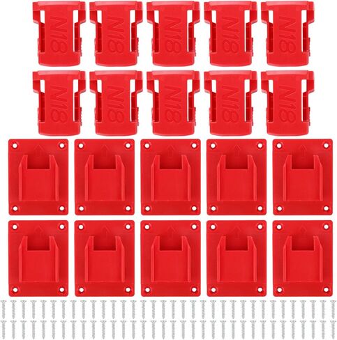 20pcs Wall Mount Tool Holders & 18V Battery Holders, Heavy Duty Drill Holder with Screws Wall Mount Storage Shelf Organizer for Saw Drill Garage Workshop in Saudi Arabia