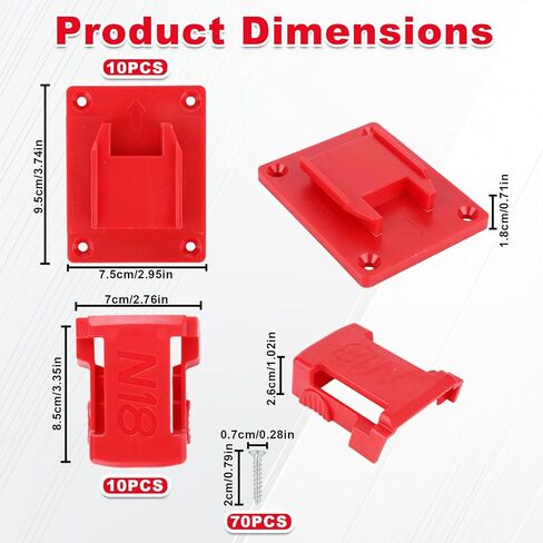 20pcs Wall Mount Tool Holders & 18V Battery Holders, Heavy Duty Drill Holder with Screws Wall Mount Storage Shelf Organizer for Saw Drill Garage Workshop in Saudi Arabia