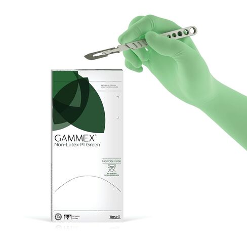Ansell GAMMEX Non-Latex PI Micro-Texture Surgical Gloves for Healthcare, Size 6.5 Green (Box of 50) in Saudi Arabia