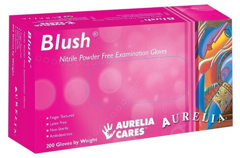 Aurelia 78888 Blush Nitrile Gloves Large Pink Powder Free 200/Bx in Saudi Arabia