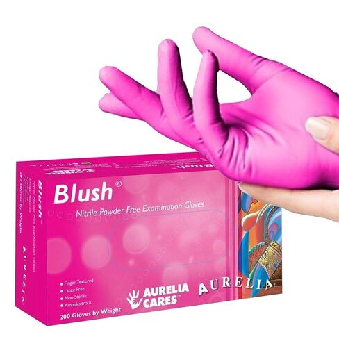 Aurelia 78888 Blush Nitrile Gloves Large Pink Powder Free 200/Bx in Saudi Arabia