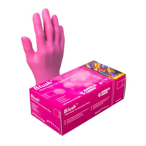 Aurelia 78888 Blush Nitrile Gloves Large Pink Powder Free 200/Bx in Saudi Arabia