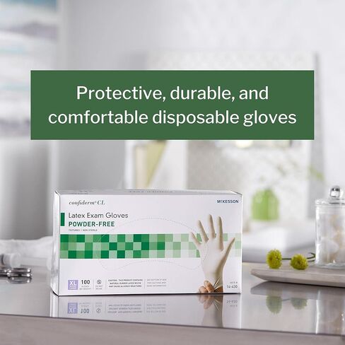 قفازات McKesson Confiderm اللاتكس للفحص، قفازات طبية غير معقمة بأطراف أصابع مزخرفة - أساور مطرزة، خالية من البودرة - عاجي، مقاس XL، عدد 100، صندوق واحد in Saudi Arabia