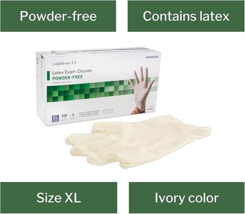 قفازات McKesson Confiderm اللاتكس للفحص، قفازات طبية غير معقمة بأطراف أصابع مزخرفة - أساور مطرزة، خالية من البودرة - عاجي، مقاس XL، عدد 100، صندوق واحد in Saudi Arabia