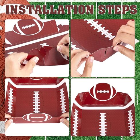 100Pcs Football Party Supplies, 5lb Food Plates, Paper Trays Disposable Bowls Nacho Trays for Gameday, Carnivals, Birthday, Sport, Party Decor (100) in Saudi Arabia