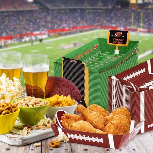 100Pcs Football Party Supplies, 5lb Food Plates, Paper Trays Disposable Bowls Nacho Trays for Gameday, Carnivals, Birthday, Sport, Party Decor (100) in Saudi Arabia