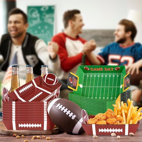 100Pcs Football Party Supplies, 5lb Food Plates, Paper Trays Disposable Bowls Nacho Trays for Gameday, Carnivals, Birthday, Sport, Party Decor (100) in Saudi Arabia