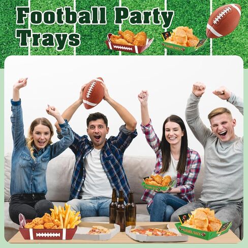 100Pcs Football Party Supplies, 5lb Food Plates, Paper Trays Disposable Bowls Nacho Trays for Gameday, Carnivals, Birthday, Sport, Party Decor (100) in Saudi Arabia