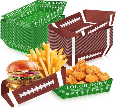 100Pcs Football Party Supplies, 5lb Food Plates, Paper Trays Disposable Bowls Nacho Trays for Gameday, Carnivals, Birthday, Sport, Party Decor (100) in Saudi Arabia