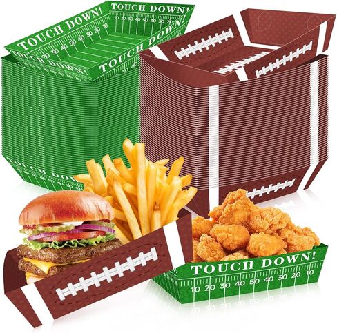 100Pcs Football Party Supplies, 5lb Food Plates, Paper Trays Disposable Bowls Nacho Trays for Gameday, Carnivals, Birthday, Sport, Party Decor (100) in Saudi Arabia
