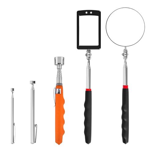 Lighted Inspection Mirror & Magnetic Pickup Tool Set of 5 - Telescoping Handle,360 Swivel for Extra Viewing,Pickup Tool Meet the Needs of Various Occasions,Useful for Mechanic,Automotive,Gifts for men in Kuwait