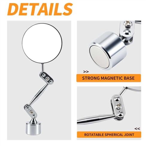 HARDK Inspection Mirror with Magnetic Base - 2 Inch Round Swivel Angle Ball Joint Antenna Inspection Tools for Arc, MIG,Spot Welding,Equipment Inspection,Mechanical Welding,Coffee Machine Maintenance in Kuwait