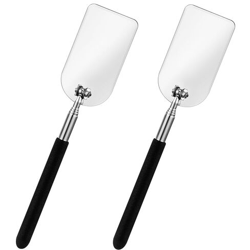 Chunful 2 Pcs Flame Inspection Mirror Telescoping 2 x 3.75 Inch Stainless Steel Pivoting Rectangular Telescopic Welding Mirror with Grip Handle for Maintenance Inspection in Saudi Arabia