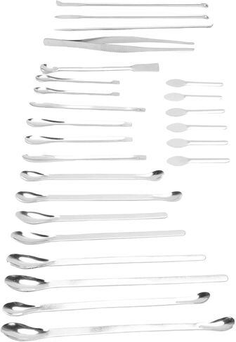 Multifunctional 304 Stainless Steel Laboratory Spoon Spatula Tweezers Set Dual-end Sampling Scoop with Storage Box for Lab Hobby Use in Kuwait