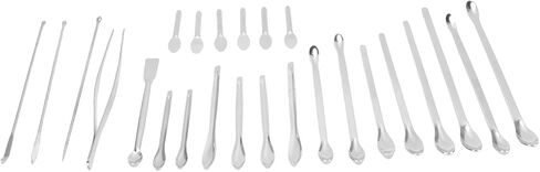 Multifunctional 304 Stainless Steel Laboratory Spoon Spatula Tweezers Set Dual-end Sampling Scoop with Storage Box for Lab Hobby Use in Kuwait