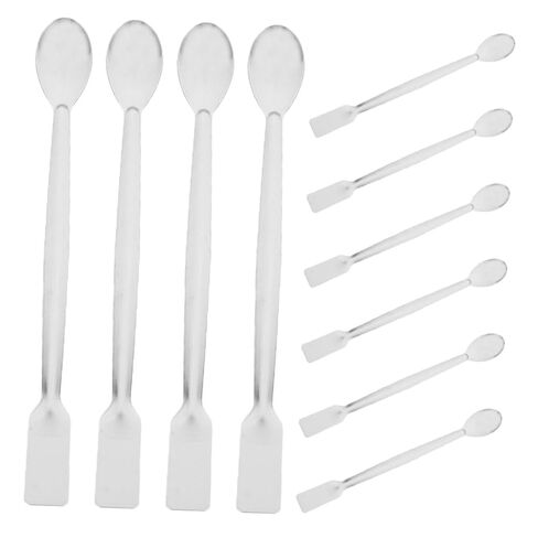Luxshiny 10pcs Stainless Steel Double-Ended Lab Micro Sampling Scoop Reagent Measuring 20cm Flat Tail Laboratory Mixing Utensil for Sampling in Kuwait