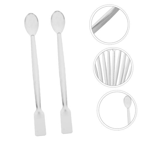 Luxshiny 10pcs Stainless Steel Double-Ended Lab Micro Sampling Scoop Reagent Measuring 20cm Flat Tail Laboratory Mixing Utensil for Sampling in Kuwait
