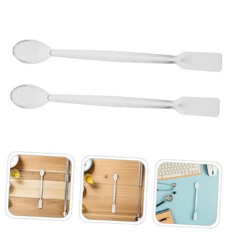 Luxshiny 10pcs Stainless Steel Double-Ended Lab Micro Sampling Scoop Reagent Measuring 20cm Flat Tail Laboratory Mixing Utensil for Sampling in Kuwait