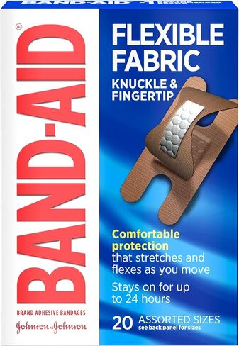 Band-Aid Band Marning Discible Fabrics Lundages for Enter Care والإسعافات الأولية والإصبع والمفصل ، 20 CT (حزمة 6) in Kuwait