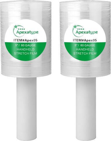 5" x 1200' Plastic Shrink Wrap Roll for Moving – 80 Gauge, 500% Stretch Saran Wrap, Heavy Duty Stretch Wrap for Shipping, Packing, Pallet & Furniture Protection – 2 Rolls with Handles in Saudi Arabia