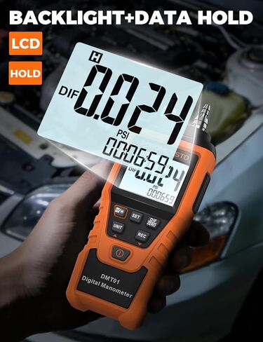 DMT01 مقياس الضغط الرقمي POROMETISTO، معايرة يدوية مخصصة صفر، قياس في الوقت الحقيقي، تسجيل الحد الأقصى/الدقيقة/المتوسط، مقياس الضغط HVAC، 12 وحدة اختبار ضغط الغاز، مقياس الضغط التفاضلي in Kuwait