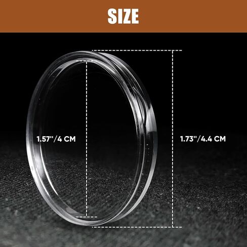 120 PCS Coin Holdings ، Round Clear Coin ، حاملي الدولار الفضي ، حامل عملة مستديرة لهواة جمع العملات ، حماة عملة بلاستيكية مع حلقات إسفنجية قابلة للتعديل (16/20/22/26/33/38 ملم) in Kuwait