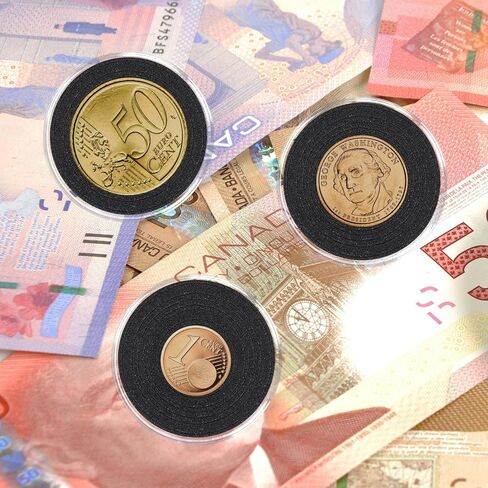 120 PCS Coin Holdings ، Round Clear Coin ، حاملي الدولار الفضي ، حامل عملة مستديرة لهواة جمع العملات ، حماة عملة بلاستيكية مع حلقات إسفنجية قابلة للتعديل (16/20/22/26/33/38 ملم) in Kuwait