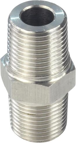 HFS(R) 3/8 "NPT ذكر إلى 3/8" NPT ذكر محول الحلمة السداسية الملولبة وصلة أنابيب من الفولاذ المقاوم للصدأ 304 (3/8 "NPT x 3/8" NPT) in Saudi Arabia