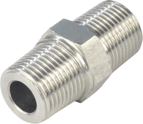 HFS(R) 3/8 "NPT ذكر إلى 3/8" NPT ذكر محول الحلمة السداسية الملولبة وصلة أنابيب من الفولاذ المقاوم للصدأ 304 (3/8 "NPT x 3/8" NPT) in Saudi Arabia