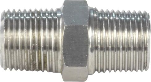 HFS(R) 3/8 "NPT ذكر إلى 3/8" NPT ذكر محول الحلمة السداسية الملولبة وصلة أنابيب من الفولاذ المقاوم للصدأ 304 (3/8 "NPT x 3/8" NPT) in Saudi Arabia