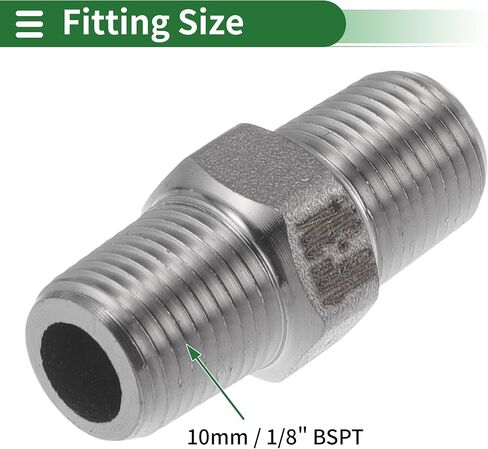 304 تجهيزات أنابيب الفولاذ المقاوم للصدأ 1/8 "BSPT ذكر الحلمة السداسية محول 4 قطعة in Saudi Arabia