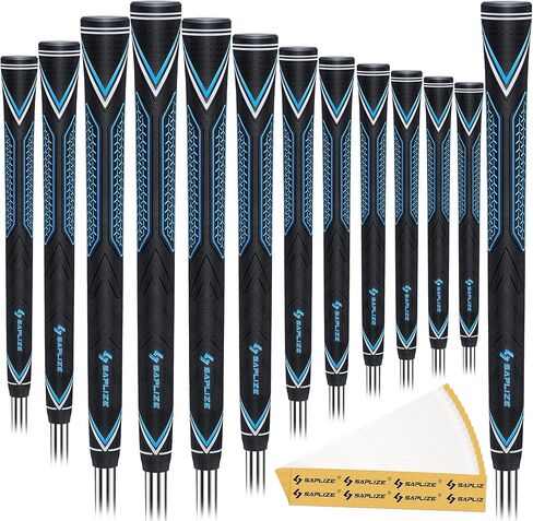 SAPLIZE High-performance Rubber Golf Grips 13 Pack, High Shock Absorption, Non-slip, 13 Grips with 15 Tapes, Standard Sizes, Dark Red in Kuwait