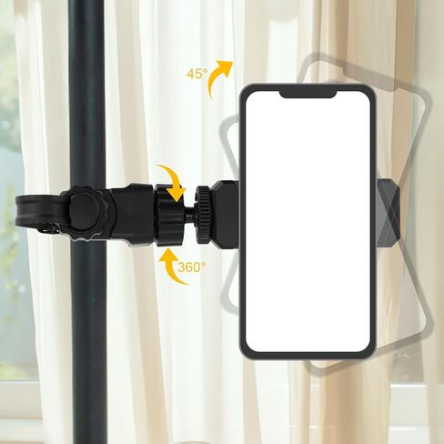 Adjustable Trumpet Phone Lyre Clip, 360°Rotation Lyre Music Clip Upgraded Saxophone Phone Holder Mount for Marching Band Trumpet or Cornet Instrument Stand Accessories (Black) in Saudi Arabia