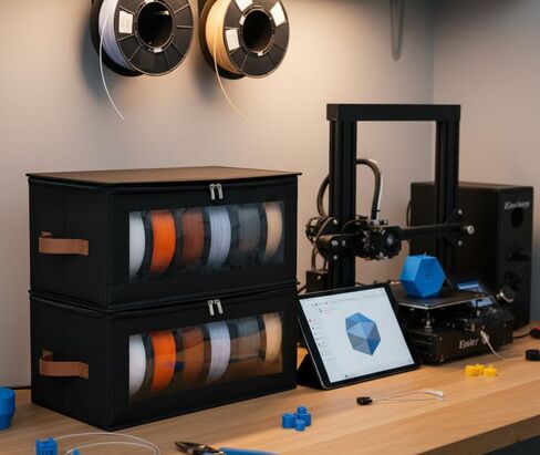 صندوق تخزين خيوط كوزاري - 4 عبوات من حاويات تخزين خيوط الطابعة ثلاثية الأبعاد مع مجففات، تحمل ما يصل إلى 24 لفة، حامل ملحقات الطباعة ثلاثية الأبعاد للمنزل وورش العمل المكتبية والاستوديو in Kuwait