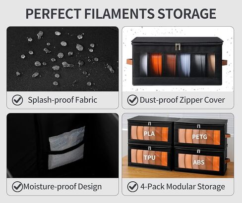صندوق تخزين خيوط كوزاري - 4 عبوات من حاويات تخزين خيوط الطابعة ثلاثية الأبعاد مع مجففات، تحمل ما يصل إلى 24 لفة، حامل ملحقات الطباعة ثلاثية الأبعاد للمنزل وورش العمل المكتبية والاستوديو in Kuwait