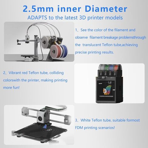 5M (16.4ft) PTFE Teflon Tube for 1.75mm Filament : 2.5mm ID×4mm OD Bowden Tube, for Bambulab AMS X1/ X1C/ P1P/ P1S/ A1/ A1 Mini, Prusa MMU3/ Direct Drive Extruder, with Tubing Cutter. in Saudi Arabia