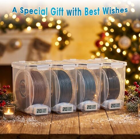 Filament Storage Box - 4 Pack 4L 3D Printer Filament Containers with 4 Hygrometers, Airtight Dry Boxes for Sealing and Protection, Water-Proof & Dust-Proof, Reusable Desiccant, Tube Cutter & Labels in Saudi Arabia