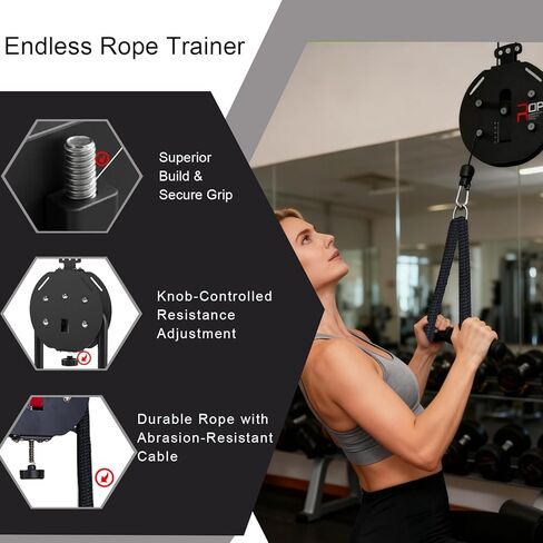Endless Rope Trainer,Portable Cable Pulley System,Pulley Cable Machine System with Adjustable Resistance,Home Gym Equipment,for Grip,Arms,Back,Body Coordination Exercises in Saudi Arabia