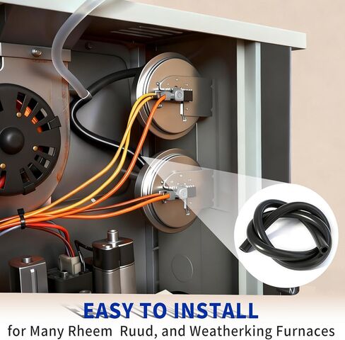 79-21491-83 Furnace Pressure Switch Hose 3/16 IDx19'' Compatible with Rheem Ruud Weatherking Goodman Furnace Pressure Switch High Temp Tubing Black in Kuwait