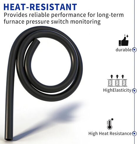 79-21491-83 Furnace Pressure Switch Hose 3/16 IDx19'' Compatible with Rheem Ruud Weatherking Goodman Furnace Pressure Switch High Temp Tubing Black in Kuwait