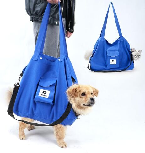 حقيبة حاملة حقيبة Cat - الحجم الأزرق M Soft Soft Free Dog Travel Sling مع تسخير قابل للتعديل وجيب التخزين - مناسب للحيوانات الأليفة من 5 إلى 11 رطلاً in Kuwait