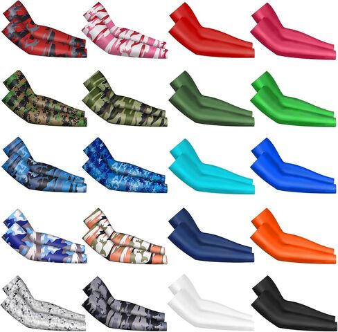 Baseball Arm Sleeves for Kids 20 Pairs UV Sun Protection Cooling Compression Sleeves to Cover Arms for Boys Girls in Kuwait
