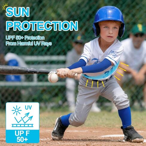 Baseball Arm Sleeves for Kids 20 Pairs UV Sun Protection Cooling Compression Sleeves to Cover Arms for Boys Girls in Kuwait
