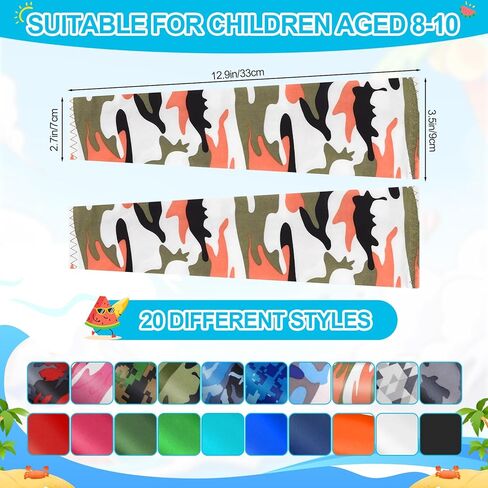 Baseball Arm Sleeves for Kids 20 Pairs UV Sun Protection Cooling Compression Sleeves to Cover Arms for Boys Girls in Kuwait