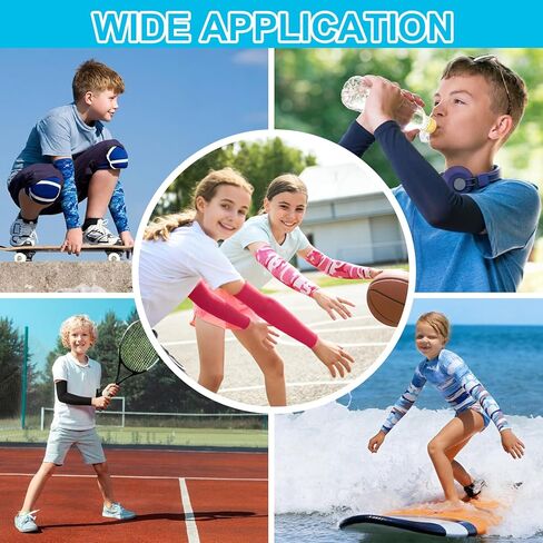 Baseball Arm Sleeves for Kids 20 Pairs UV Sun Protection Cooling Compression Sleeves to Cover Arms for Boys Girls in Kuwait